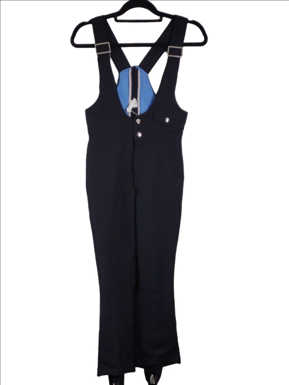 Bogner Vintage Black Wool Blend Hook Zip Front Adjustable Suspenders Ski Bibs